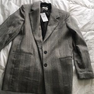 MANGO STRUCTURED CHECK SUIT BLAZER